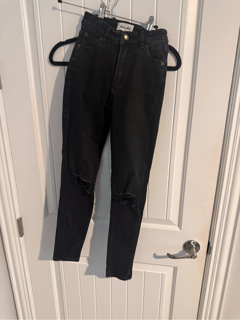 ROLLA'S Black Skinny High-Waist Distressed Jeans